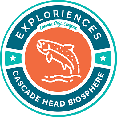 The Biosphere Explorience logo with a cartoon fish, jumping from the water.