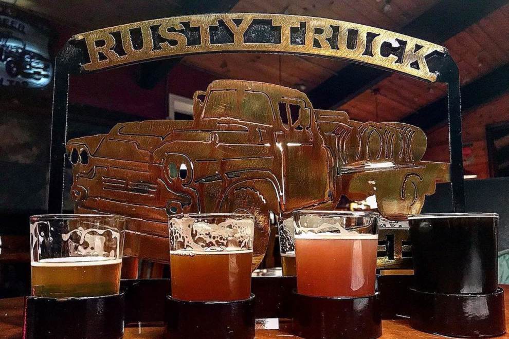 A flight of beer at Rusty Truck Brewing in the Taft District of Lincoln City.