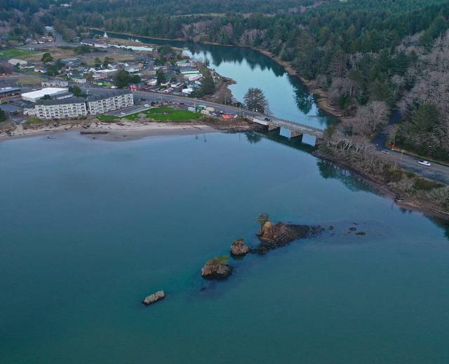 Aerial view of waterways in Lincoln City, OR