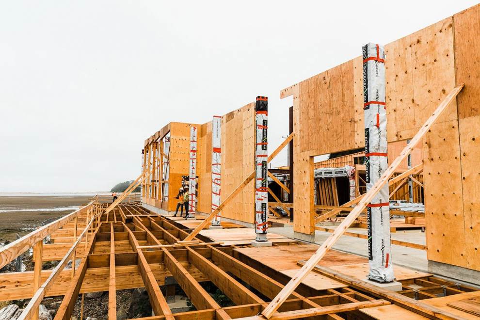 Construction progress photo of the Pelican Brewing Company facility in Lincoln City, OR.