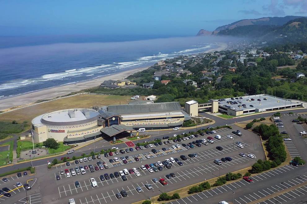 An aerial view of the Chinook Winds Casino and Resort in Lincoln City, OR.