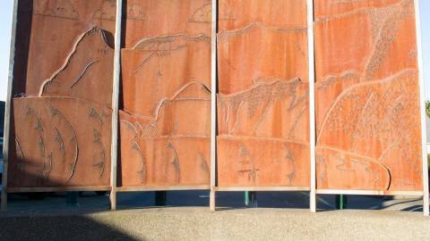 Art by Don Wisener located at the 18th St plaza in the Oceanlake District