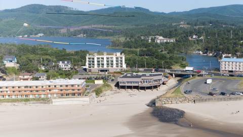 The D River meets the Pacific Ocean in Lincoln City